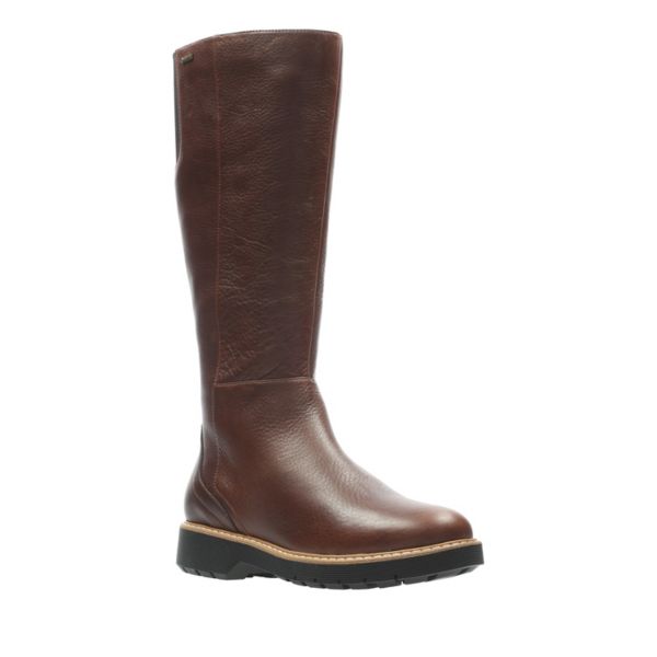 Clarks Womens Korik Sky GORE-TEX Knee High Boots Brown | UK-2305968